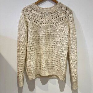 Lauren Ralph Lauren Womens Alpaca Wool Blend Sweater Loose Knit  Sz L Cream Soft